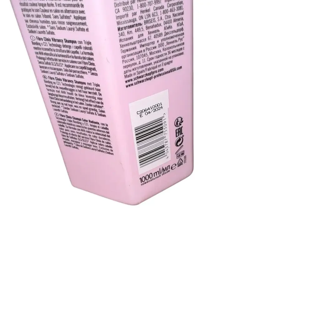 Schwarzkopf Fibre Clinix Vibrancy Shampoo For Coloured Hair 33.8 oz